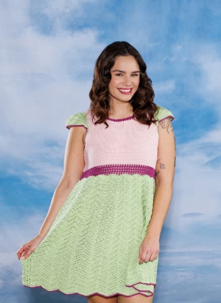 Free Crochet Color Block Babydoll Dress Pattern
