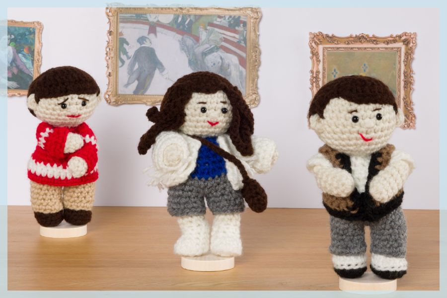 Free Crochet Mini Ferris, Cameron and Sloane Dolls Pattern