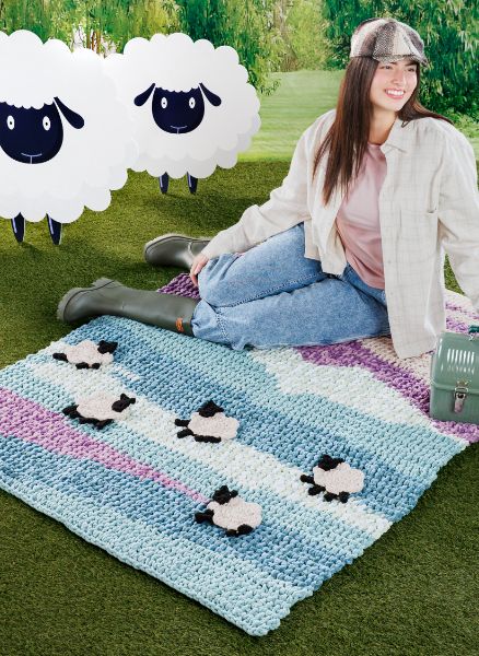 Free Crochet Sheep Valley Blanket Pattern