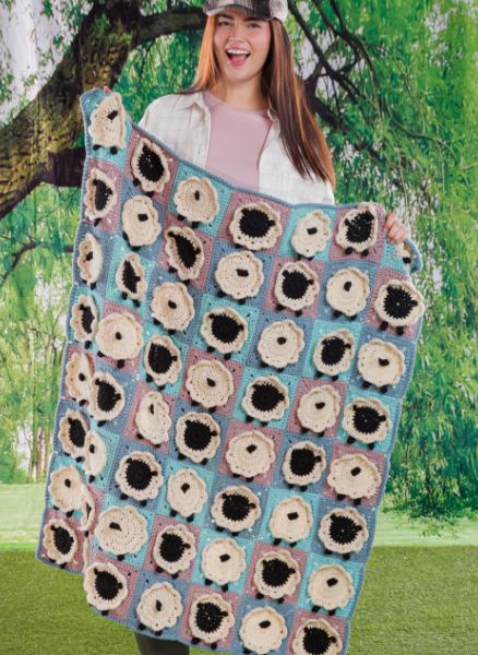 Free Crochet Sheep Motif Blanket Pattern