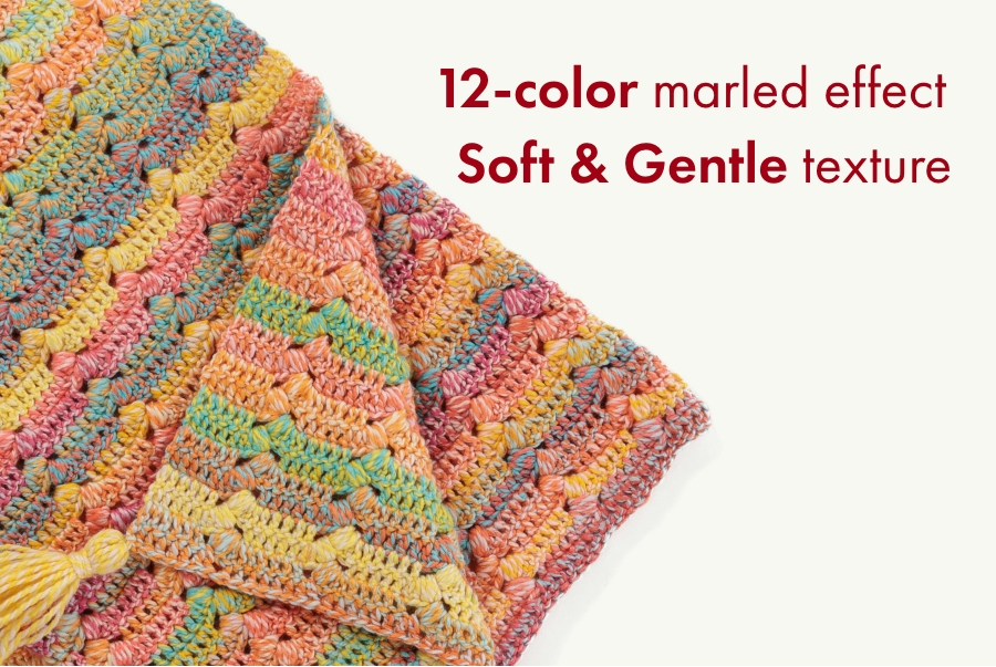 12-color marled effect. Soft & gentle texture.