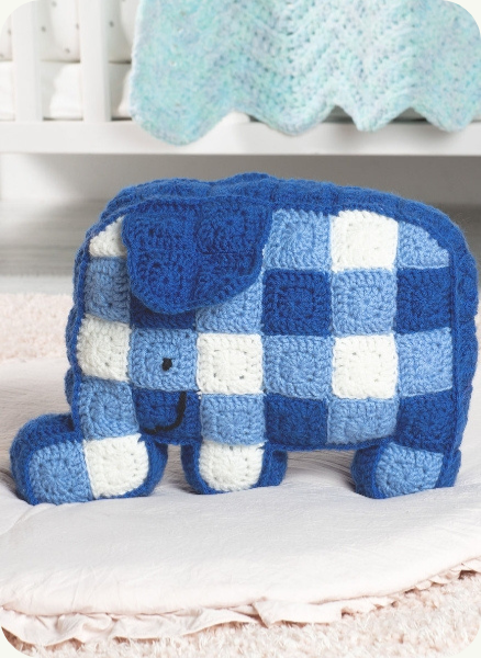 Free Crochet Gingham Elephant Pillow Pattern