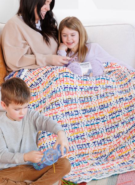 Free "You Got This" Knit Mosaic Blanket Pattern