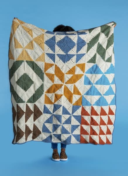 Free Crochet Modern Patchwork Sampler Blanket Pattern