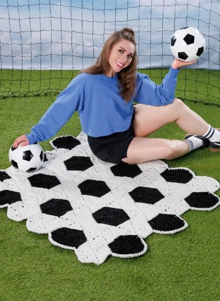 Free Crochet Soccer Ball Blanket Pattern