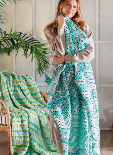 Free Eyelet Waves Crochet Blanket Pattern