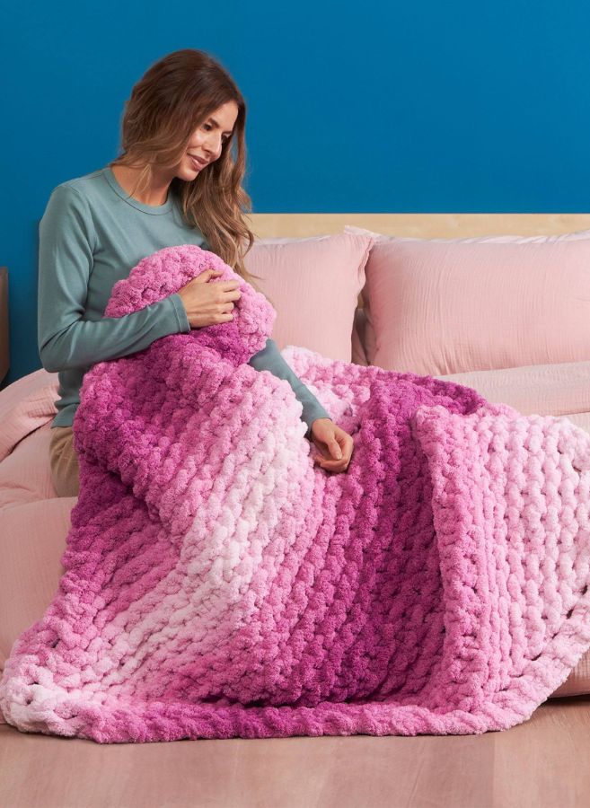 Free Knit on the Bias Blanket Pattern