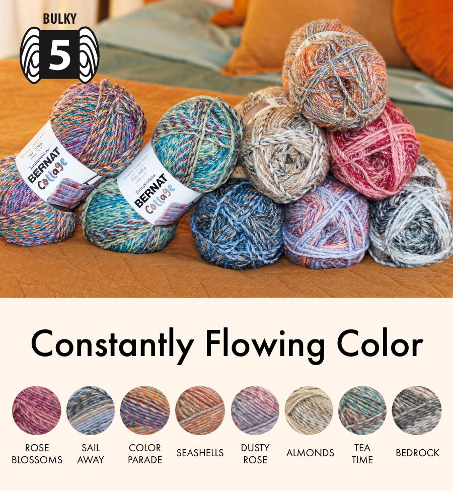 Beautiful dye effects create gentle color transitions that add depth and interest from ball to ball, bringing a relaxed cottage-inspired charm to every project. 