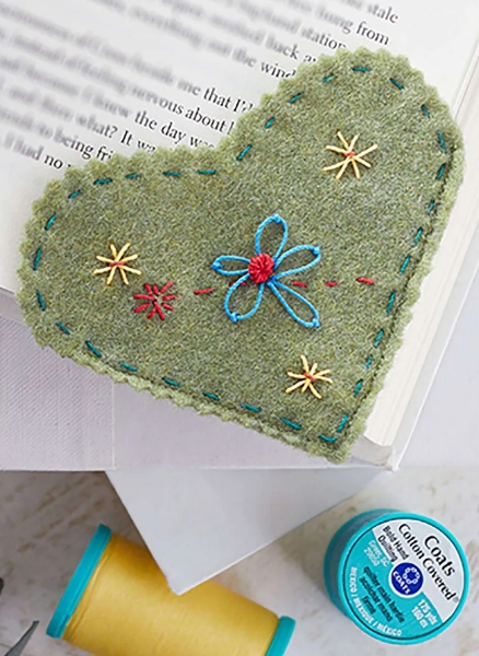 Free Embroidery Folkloric Heart Bookmark Pattern