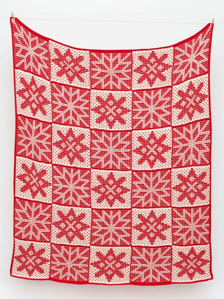 Free Mosaic Knit Snowflakes Blanket Pattern