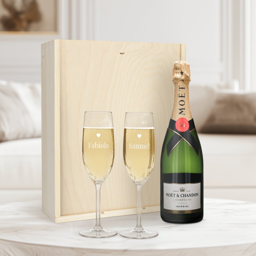 Personliga Moët & Chandon champagneset med glas