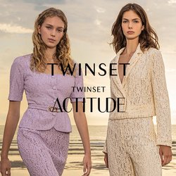 Tre modelli indossano completi in pizzo: un top attillato lavanda con peplum, un blazer e pantaloni in avorio, e un completo testurizzato verde chiaro.