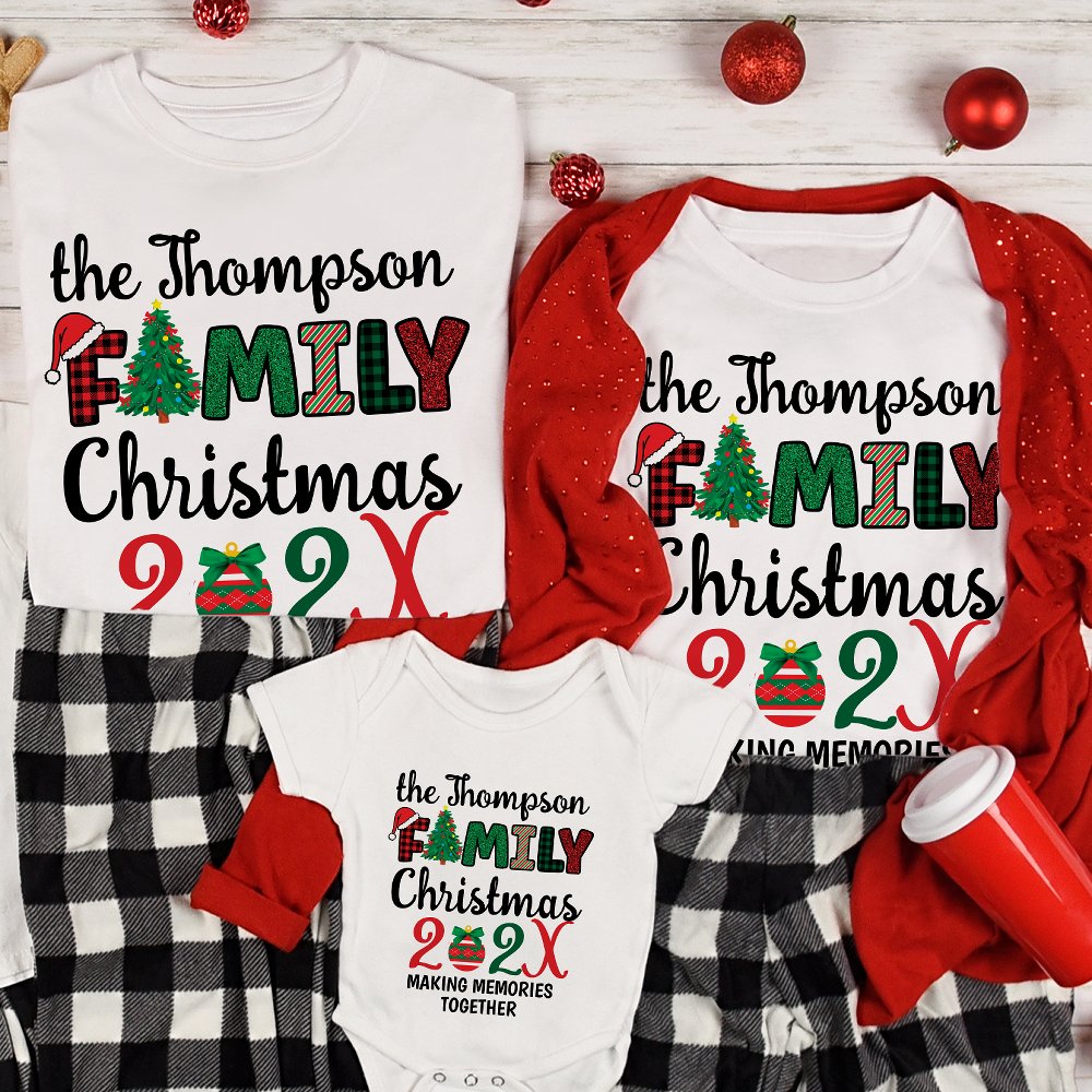 Custom family Christmas making memories together T-Shirt