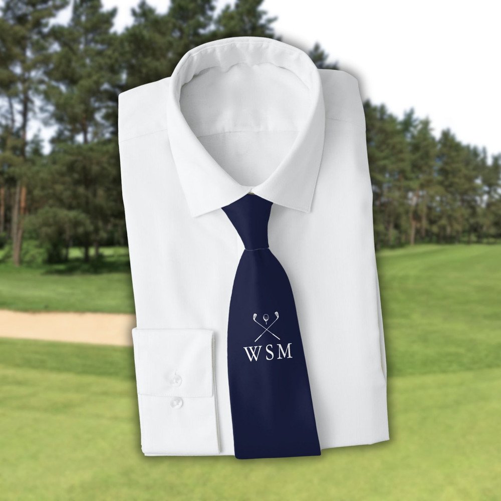 Tie with monograms and golf theme