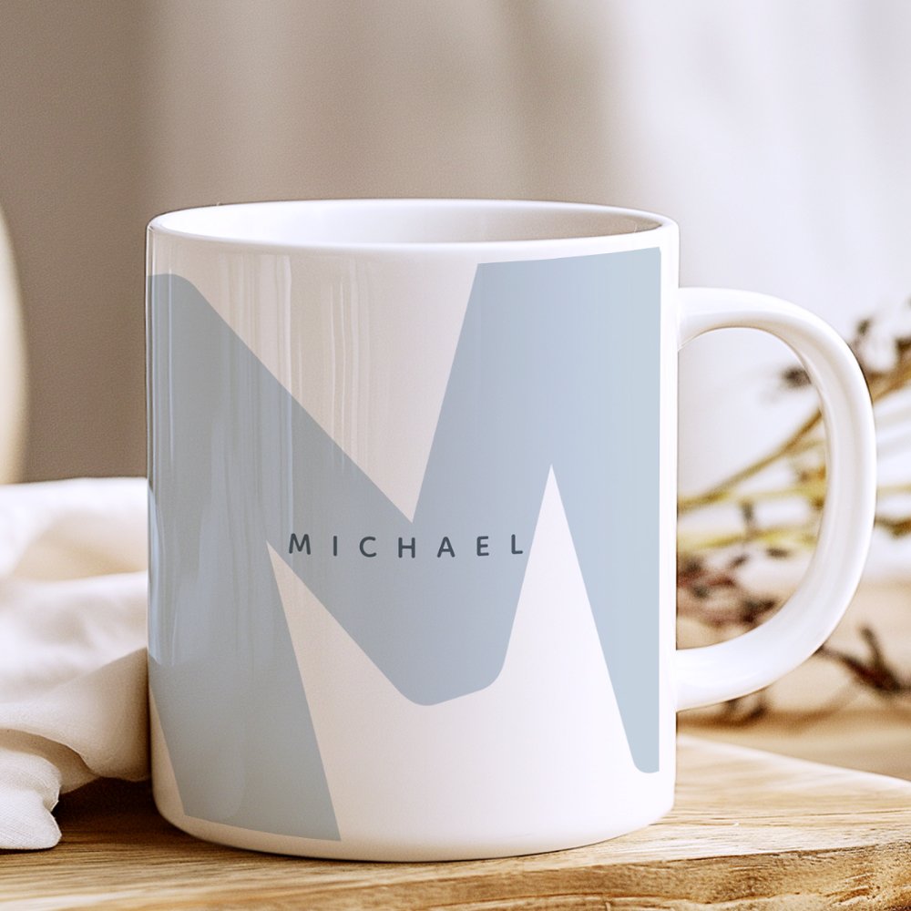 A mug with monogram and name