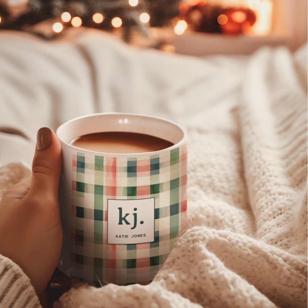 A mug with monogram and name