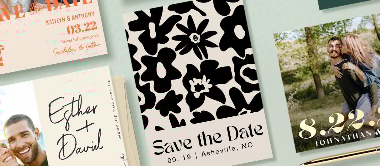 Minimalistic wedding invite with photo