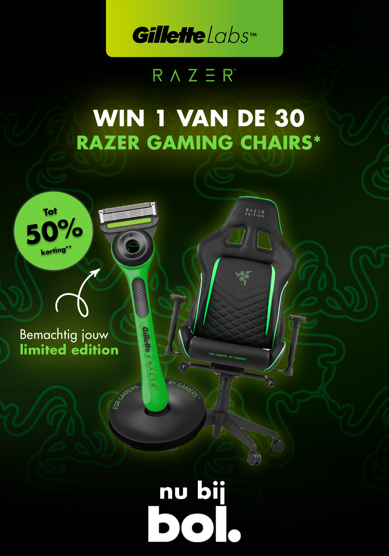 WIN 1 VAN DE 30 RAZER GAMING CHAIRS*