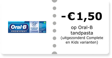 -€1,50 op Oral-B tandpasta (exclusief Kids en Complete producten)