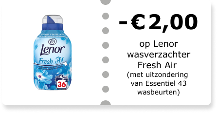 -€2,00 op Lenor wasverzachter (met uitgezonderd 43 wasbeuten)