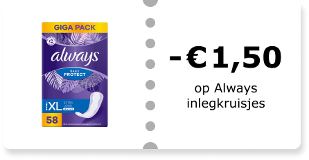 -€1,50 op Always inlegkruisjes