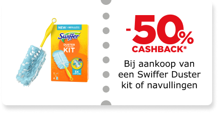 -50% cashback bij aankoop van een Swiffer Duster kit of navullingen 