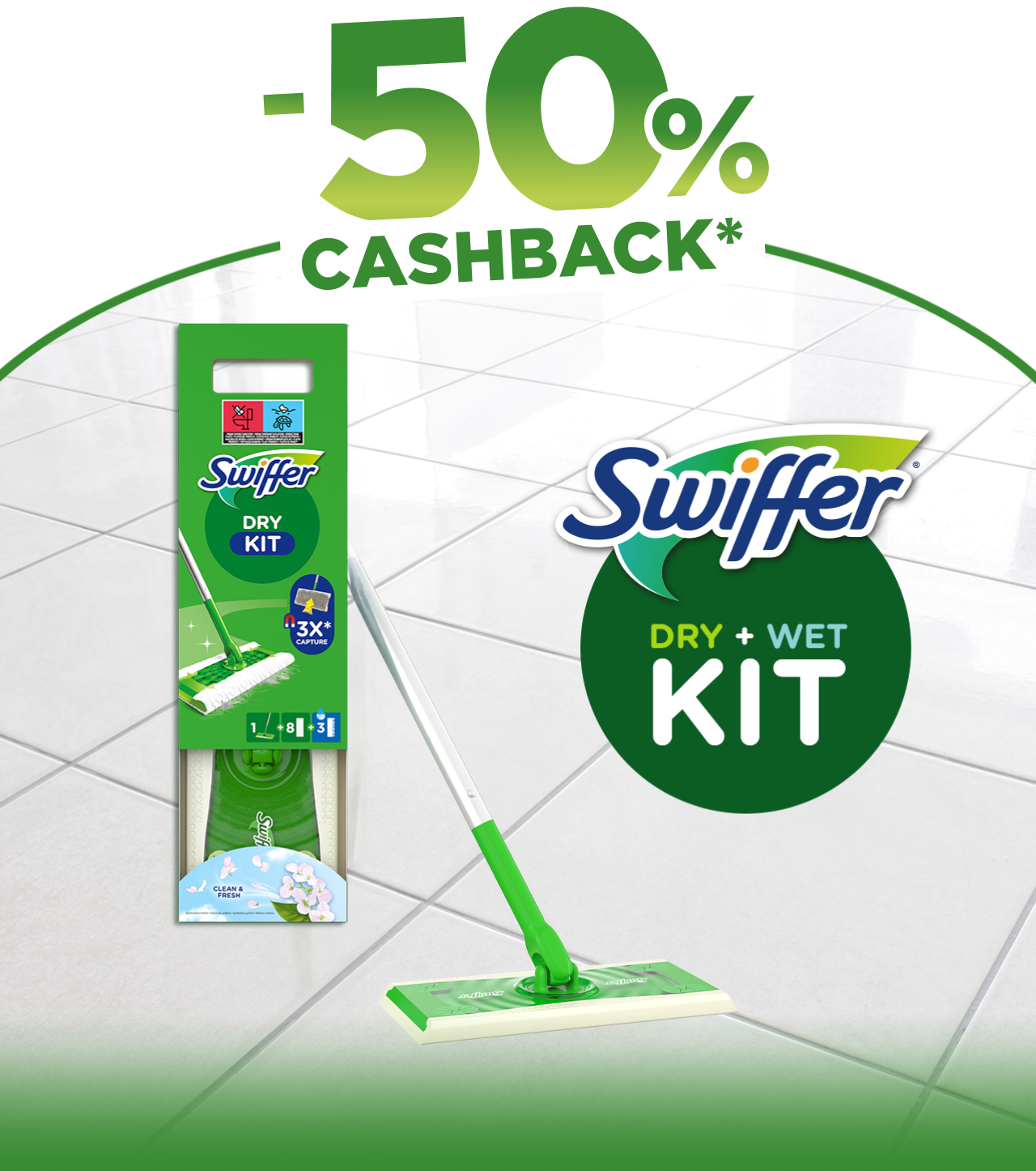 -50% cahsback * Swiffer Dry + Wet KIT