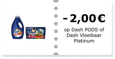 -€2,00 op Dash PODS of Dash Vloeibaar Platinum