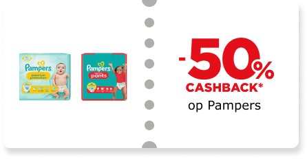 -50% cashback op Pampers