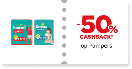 -50% cashback op Pampers