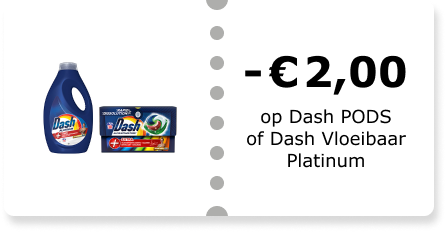 -€2,00 op Dash PODS of Dash Vloeibaar Platinum