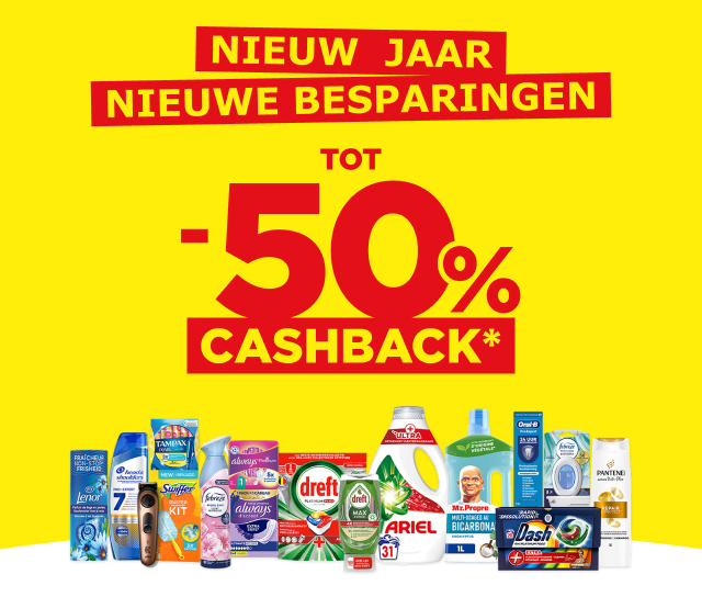 NIEUW JAAR, NIEUWE BESPARINGEN -- TOT -50% CASHBACK