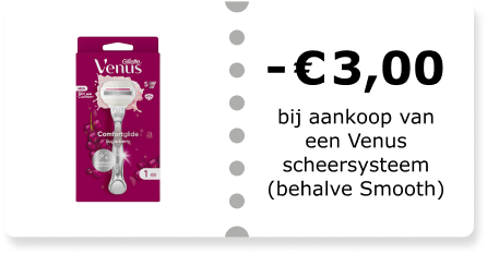 -€3,00 bij aankoop van een Venus scheersysteem (behalve Smooth)