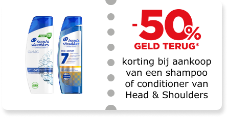 50% korting bij aankoop van een shampoo of conditioner van Head & Shoulders