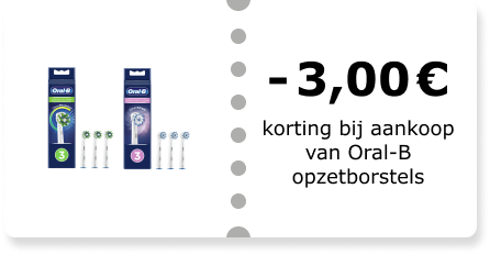 €3,00 korting bij aankoop van Oral-B opzetborstels