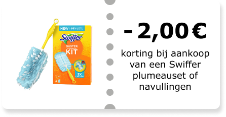 €2,00 korting bij aankoop van een Swiffer plumeauset of navullingen