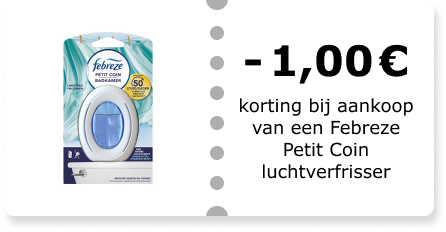 €1,00 korting bij aankoop van een Febreze Petit Coin luchtverfrisser