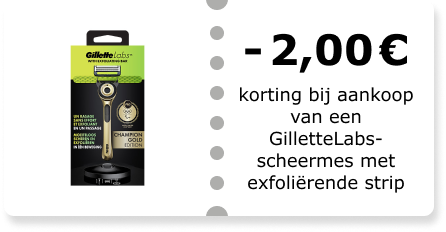 €2,00 korting bij aankoop van een GilletteLabs-scheermes met exfoliërende strip