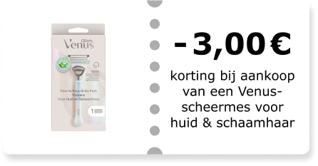 €3,00 korting bij aankoop van een Venus-scheermes voor huid & schaamhaar