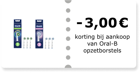 €3,00 korting bij aankoop van Oral-B opzetborstels