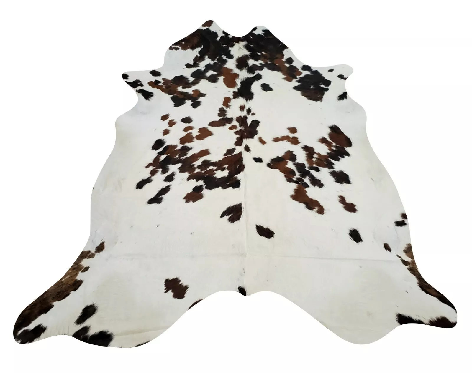 Speckled Cowhide Rug Large Tricolor Speckled Black Brown White 7ft x 6.6ft