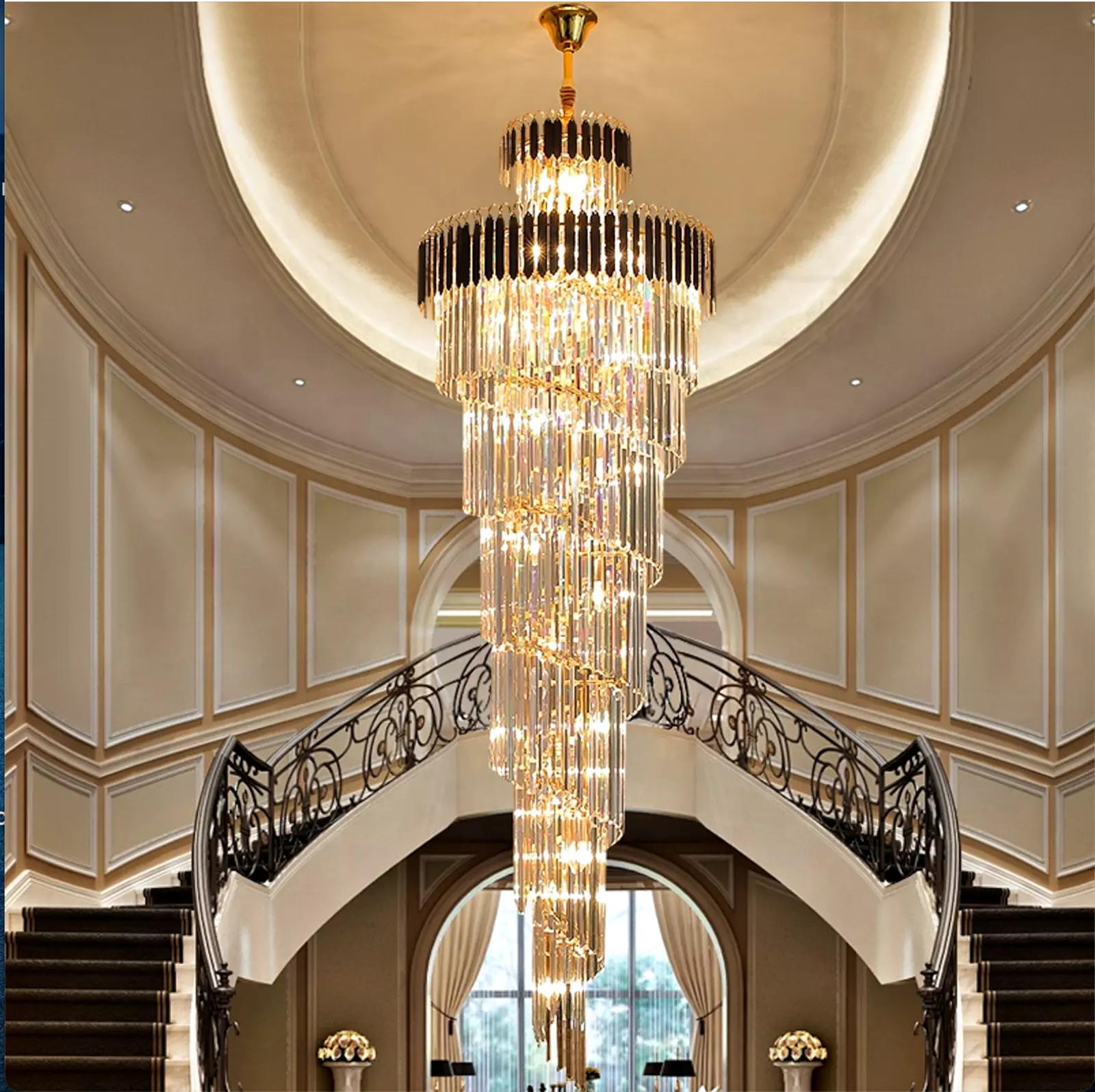 Luxury Chandelier Lights Crystal Chandelier 32" Wide 118" High Villa Stairs