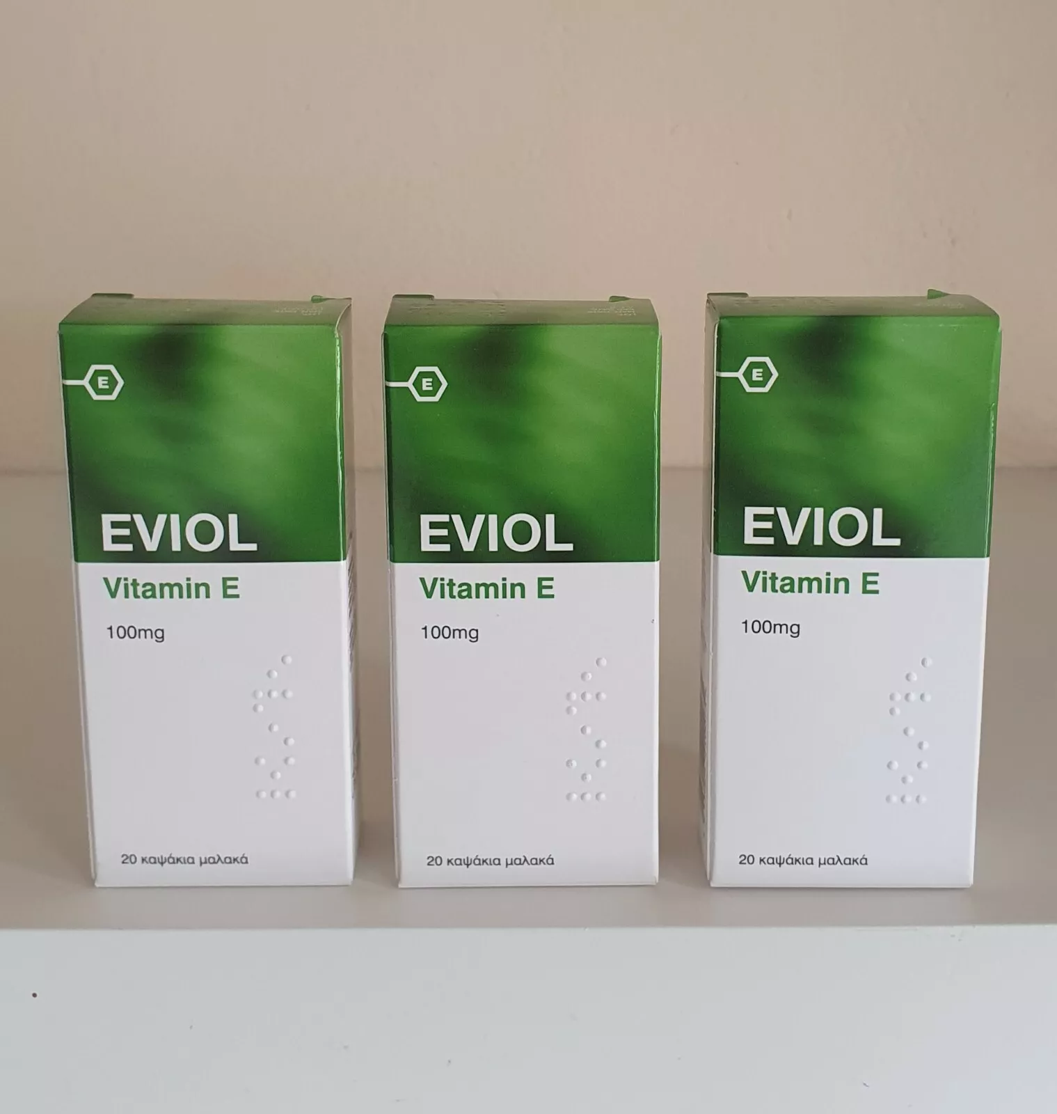 3 BOX Vitamin E Eviol 100mg Dietary Supplement X 20 Soft capsules