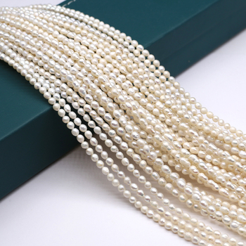 3-4mm Genuine Natural Freshwater Pearls Rice Shape Spacer Beads for Jewelry Making Supplies DIY Necklace Bracelet Accessories