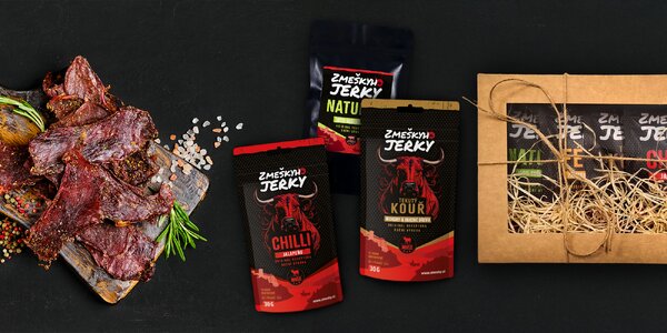Balíčky českého bravčového a hovädzieho jerky aj v darčekovom balení