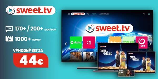 3 alebo 12-mesačné predplatné internetovej televízie Sweet.tv