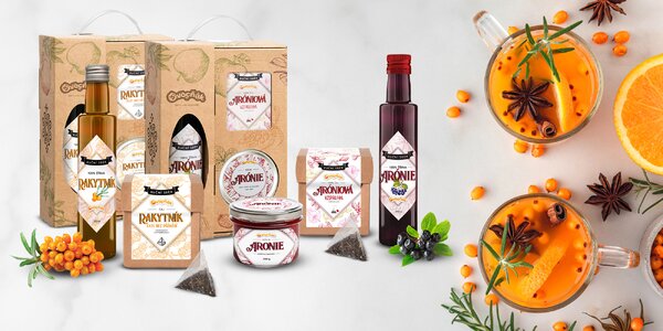 3ks Darčekové sady dobrôt z rakytníka a arónie z Beckova