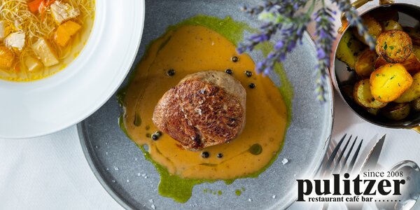 Juhoamerický hovädzí steak s prílohou a polievkou