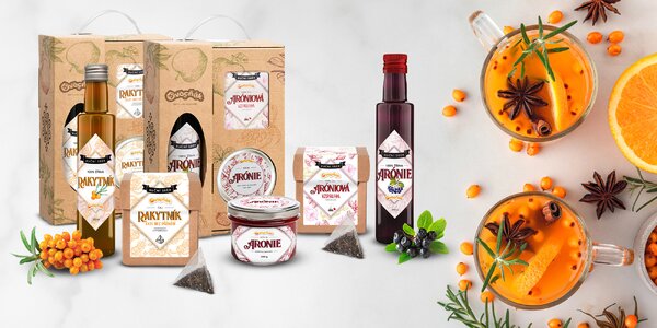 3ks Darčekové sady dobrôt z rakytníka a arónie z Beckova