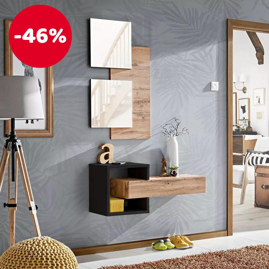 Predsoblje Enderly EY2 (hrast wotan + crna)